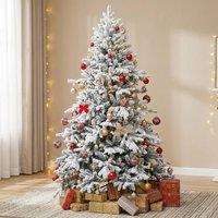 STILVORA Artificial Christmas Tree with Snow Flocked Branches in Green