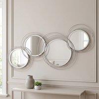 STILVORA Wall Mirror 107 cm Four-Part Metal Design in Silver