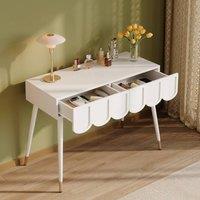 STILVORA Dressing Table with 2 Drawers & Metal Legs in White