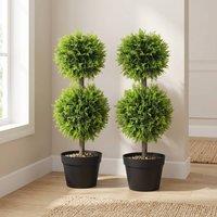 STILVORA Set of 2 Artificial Topiary Cypress Trees 60 cm in Green