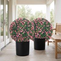 STILVORA Artificial Topiary Ball Set of 2 Pink 40 cm