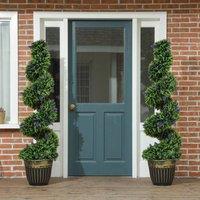 STILVORA Set of 2 Artificial Topiary Plants 115 cm in Green