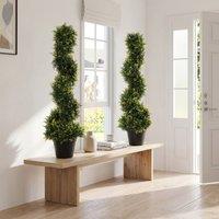 STILVORA Set of 2 Artificial Spiral Topiary Trees 90 cm in Green