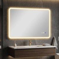 STILVORA 80 x 60cm LED Bathroom Mirror, Bluetooth, Anti-Fog, 3-Colour Lighting, Silver | Size: 80 x 60 cm