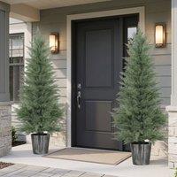 STILVORA Artificial Cypress Tree Set of 2 with PP Pot 135 cm in Green
