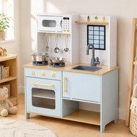 STILVORA Children's Play Kitchen with Stove & Storage Blue