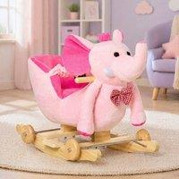 STILVORA 2-in-1 Rocking Elephant with Wheels Pink