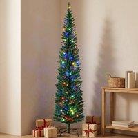 STILVORA Artificial Christmas Tree 225 cm with Colourful LED Lights in Green