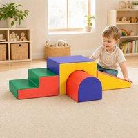 STILVORA 4-Piece Soft Play Set with Ramp & Tunnel Red