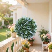 STILVORA Set of 2 Artificial Topiary Balls 27 cm Blue
