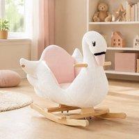 STILVORA Children's Rocking Swan with Musical Button in White