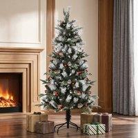 STILVORA Artificial Christmas Tree 150 cm with Berries & Cones in Green