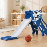 STILVORA Baby Slide with Basketball Hoop Blue