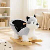 STILVORA Husky Rocking Horse with Sounds & Seatbelt in Grey