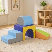 STILVORA 4-Piece Soft Play Set with Tunnel & Ramp in Blue
