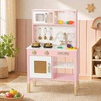 STILVORA Play Kitchen Set with Microwave & Sink Pink