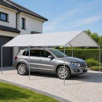 STILVORA Carport Shelter 3 x 6 m with Galvanised Steel Frame in White