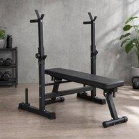 STILVORA Foldable Weight Bench with Adjustable Barbell Rack in Black