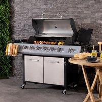 Charles Bentley 7 Burner Premium Gas Bbq & Side Burner - Black & Grey in Silver