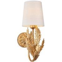 Netlighting Delphine Decorative Gold Layered Leaf Wall Lamp with Ivory Fabric Shades