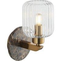 Netlighting Travi Ribbed Wall Lamp Brown Vintage Brass & Ribbed Glass E14