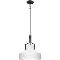Netlighting Quoizel Dome Pendant Old Bronze Cased Glass Shade 2x E27 in Brown