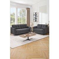 More4Homes Solna 2+3 Seater Scandi Style Fabric Living Room Sofa Set in Charcoal
