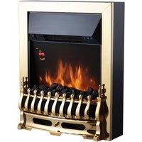 Warmies Electric Fire 2kW LED Flame, WL45049 Whitby with Remote Control, Brass in Metallics