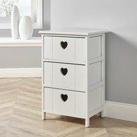 Home Source Wooden 3/4 Drawer Chest Storage Unit Organiser Love Hearts Fully Assembled in White