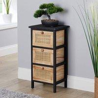 Home Source Solid Wooden Storage Chest 3 Drawers Organiser Rustic Fully Assembled in Brown