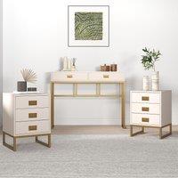 Melody Maison Large 2 Drawer Dressing Table & Pair Of 3 Drawer Bedside Tables - Elle Stone Range in Beige