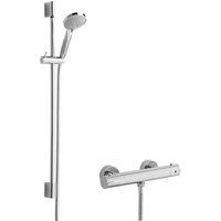 Balterley Minimalist Round Bar Valve Slimline Slide Rail Shower Set Chrome in Silver