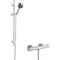 Balterley Minimalist Round Bar Valve Linear Slide Rail Kit Shower Set Chrome in Silver