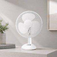 Voltico 12 Desk Fan White, 3 Speed, Adjustable Tilt in White