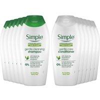 Simple Gentle Care Shampoo & Conditioner 400ml 6 Pack Bundle in White