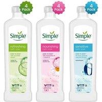 Simple Bath Soak 1L Multipack Nourishing Sensitive Refreshing 12 Pack in White