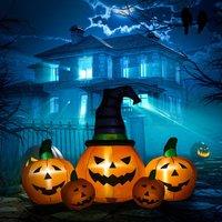 OUTSUNNY Inflatable Halloween Large Pumpkin in Hat with Four Small Pumpkin LED in Orange