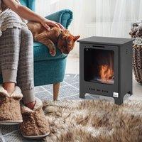 HOMCOM Free Standing Ethanol Fireplace, Bioethanol Heater Fire with 0.9L Tank, 3 Hours in Black