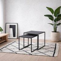 Wyld Haus Holbaeck Set of 2 Black Marble Effect Square Nesting Coffee Tables