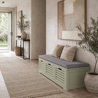 Wyld Haus Dilena Green 3 Drawer Shoe Storage Bench with Grey Padded Seat