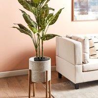 Wyld and Coco Grey Iron Plant Stand with Fir Wood Base 30 x 30 x 59 cm | Size: Large