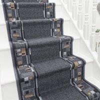 runrug Stair Runner Carpet - Durable, Non-Slip, 5.4mm - 'Bombay' in Dark Grey | Size: 100 cm x 480 cm