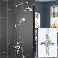 Nes Home Traditional 2 Outlet Exposed Shower Thermostatic Shower Bar Mixer Valve & Riser in Silver