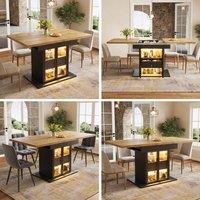 BTM Extendable Dining Table LED Storage Glass Doors White Black