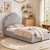 BTM 3FT Scalloped Princess Upholstered Bed Light Grey | Size: Single