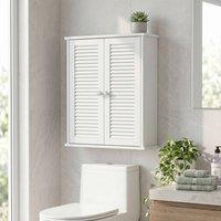 HOMCOM Bathroom Cabinet with Adjustable Shelf, White