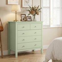 HOMCOM Modern Chest Of Drawers, 5 Drawer Unit Storage Chest for Bedroom in Green