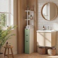 HOMCOM Freestanding Bathroom Storage Cabinet with 2-Tier Shelf, Light Green