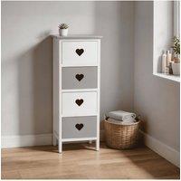 Home Source Heartswood 4 Drawer Chest Storage Unit Bedroom Office Organiser Wooden in White
