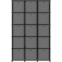 Berkfield Home 15-Cube Display Shelf with Boxes Black 103x30x175.5 cm Fabric